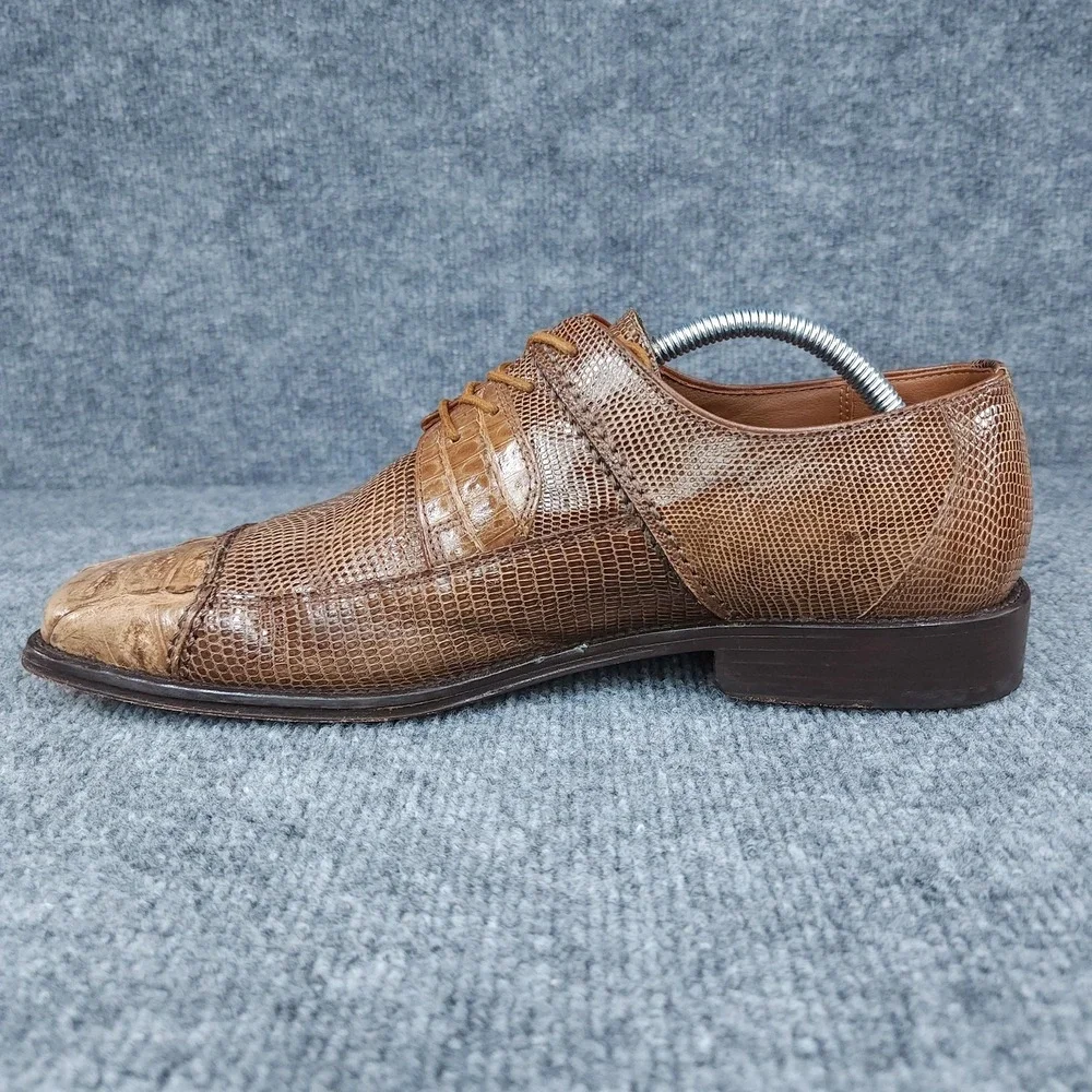David Eden Shoes Mens Size 9.5 Brown LEX Genuine Crocodile Oxford Dress Cap Toe